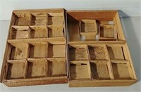 2 wooden boxes with smaller divider boxes