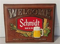 Plastic Schmidt beer sign