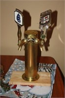 Solid Brass Beer Tower with Double Taps