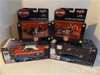 TWO(2) 1:18 HARLEYS & 1:24 MUSTANG & CHALLENGER
