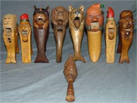 (8) Wood Carved Figural Nutcrackers