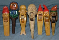 (7) Wood Carved Figural Nutcrackers