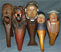 (5) Wood Carved Figural Nutcrackers