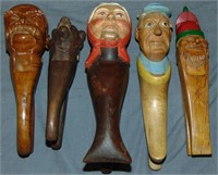 (5) Wood Carved Figural Nutcrackers