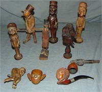 Lot of Hand Carved Figural Pipes