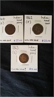 3 Indian Head pennies