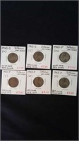 6 Jefferson WWII nickels