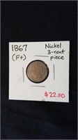 1867 nickel, 3 cent piece