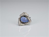Gold and blue gemstone cocktail ring