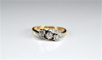 18k yellow gold, platinum, and diamond ring