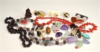 Lot of jade, hardstone, and coral jewellery