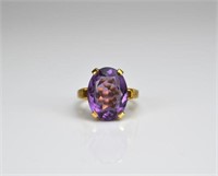 9k yellow gold and amethyst cocktail ring