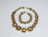 English gilt silver necklace and bracelet