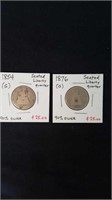 1854 and 1876 seated liberty quarters