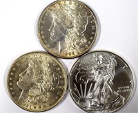 Morgan Silver Dollars & BU Silver Eagle
