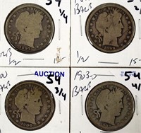 Barber Half Dollars (4)