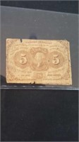 1862 5 cent note