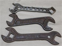 3 equipment wrenches, "Iron Age" cutout 6.25" long