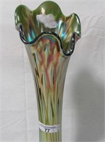 Fenton 16" green Diamond Spearhead vase