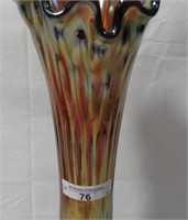 Fenton 16" green Rustic carnival glass vase