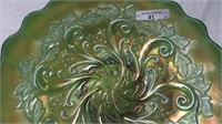 Millersburg 10" green Seaweed ICS bowl. Scarce