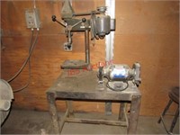 Metal Shop Stand with Drill Press and Grinder