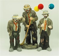 3 Flambro Emmett Kelly Porcelain Figurines 8 3/4"