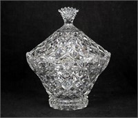 Vtg Lead Crystal Lidded 6" Candy Dish