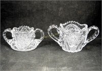 2 Vintage Pattern Pressed Clear Glass Candy Dishes