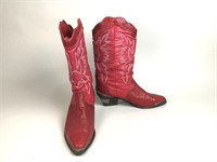 Zodiak Red Leather & Snakeskin Boots 8 1/2