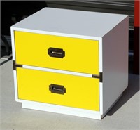 22" Wide Yellow Two Drawer Side Table Nice