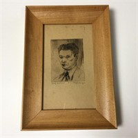 Etching Self Portrait of Clyde Singer, signed #1