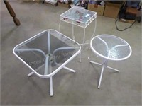 3 small metal tables