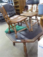 Wood game table w/ 2 chairs