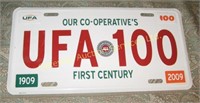 UFA 100 year licence plate