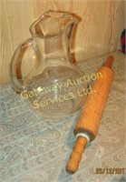 Glass water picture & Wooden Rolling Pin
