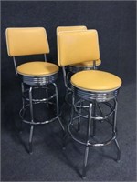Vintage Yellow/Cream Swivel Bar Stools