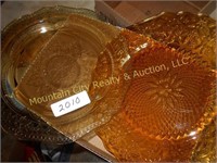 Two Kitchenware Pieces - Amber Cake Plates