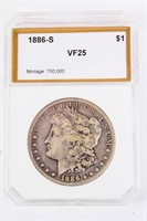 Coin 1886-S Morgan Silver Dollar PCI Graded VF25
