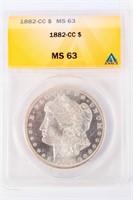 Coin 1882-CC  Morgan Silver Dollar ANACS MS63