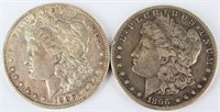 Coin 2 Morgan Silver Dollars 1896-S & 1896-O