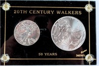 Coin 20th Century Walkers 50 year Set in Display