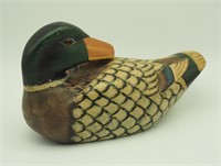 Vtg 9" Hand Painted Wood Female Mallard Decoy