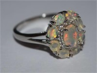 Sterling Silver Ring w/ Faceted Opals