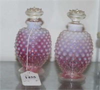 Pair of Vtg Hobnail Cranberry Glass Perfume