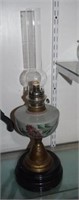 Vtg Hand Painted Oil Lamp