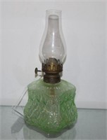 Vtg Vaseline Glass Oil Lamp