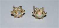 14k Gold Child's Earrings w/ Opals