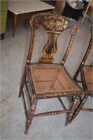 Pair Antique Chairs, Hand Applied Stencil and