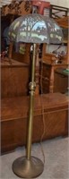 Antique Floor Lamp with Metal & Glass Shade